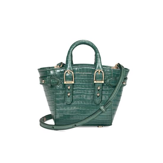 Micro Marylebone Tote in Deep Shine Sage Small Croc from Aspinal of London