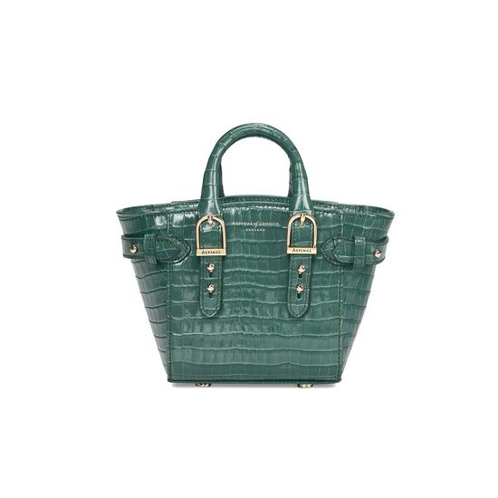 Micro Marylebone Tote in Deep Shine Sage Small Croc from Aspinal of London