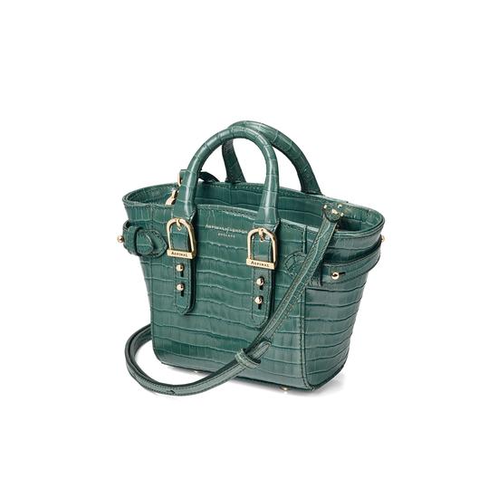 Micro Marylebone Tote in Deep Shine Sage Small Croc from Aspinal of London