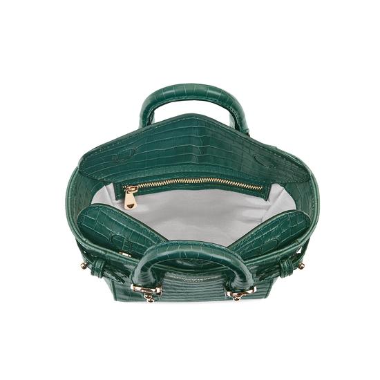 Micro Marylebone Tote in Deep Shine Sage Small Croc from Aspinal of London