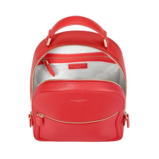 Small Mount Street Backpack in Dahlia Saffiano from Aspinal of London