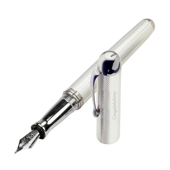 Century Fountain Pen in Sterling Silver 925 from Aspinal of London