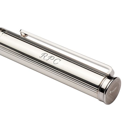 Sterling Silver & Leather Rollerball Pen in Raspberry Lizard from Aspinal of London