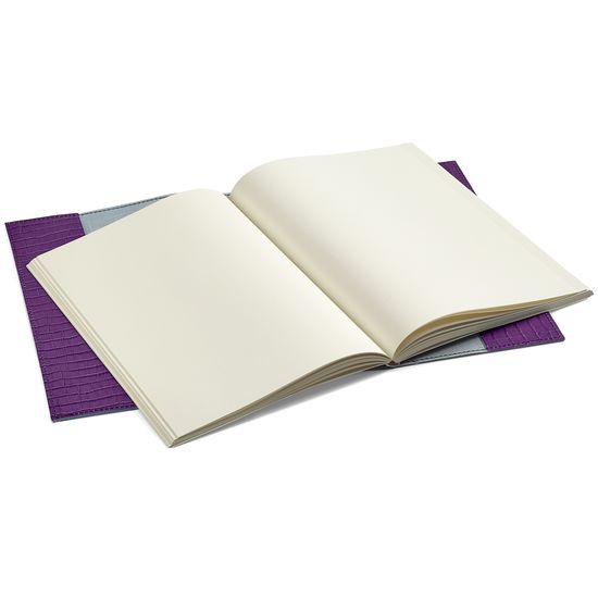 A4 Refillable Leather Journal in Deep Shine Amethyst Small Croc from Aspinal of London
