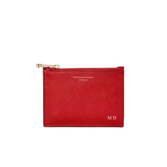 Small Essential Flat Pouch in Scarlet Saffiano from Aspinal of London