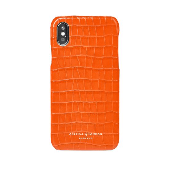 iPhone X Leather Cover in Deep Shine Amber Small Croc from Aspinal of London