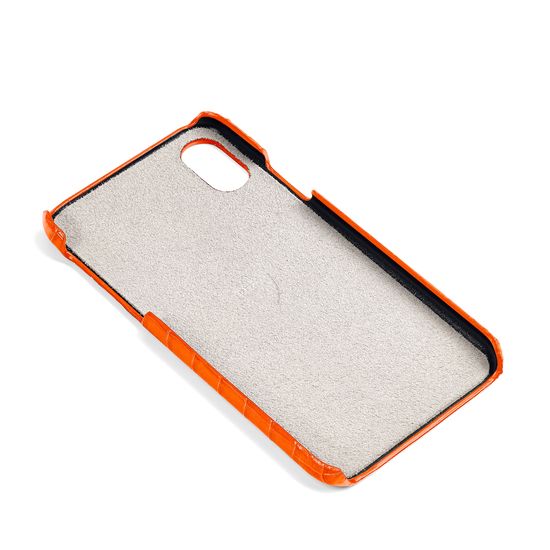 iPhone X Leather Cover in Deep Shine Amber Small Croc from Aspinal of London
