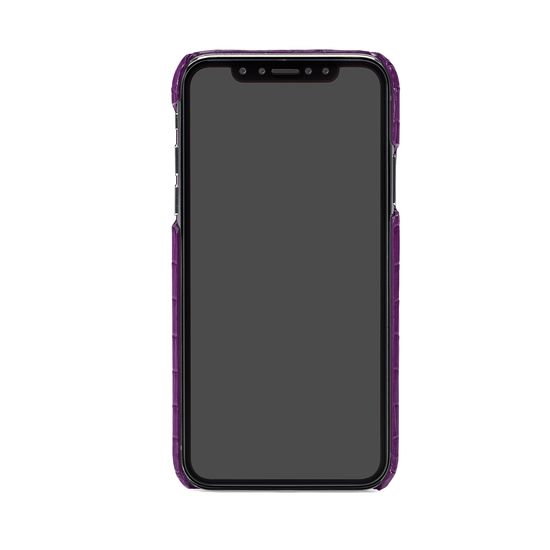 iPhone X Leather Cover in Deep Shine Amethyst Small Croc from Aspinal of London