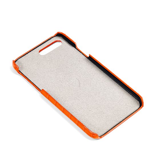 iPhone 7 Plus Leather Cover in Deep Shine Amber Small Croc from Aspinal of London