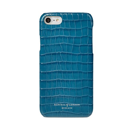 iPhone 7/8 Leather Cover in Deep Shine Topaz Small Croc from Aspinal of London