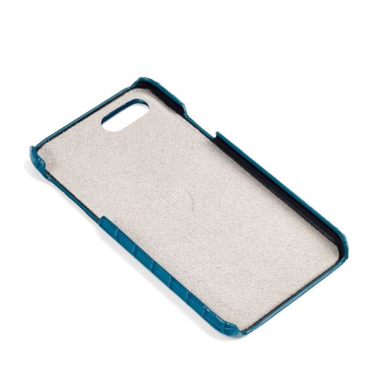 iPhone 7/8 Leather Cover in Deep Shine Topaz Small Croc from Aspinal of London