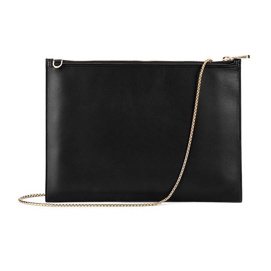 Soho Double Sided Clutch in Monochrome Saffiano & Smooth Black from Aspinal of London