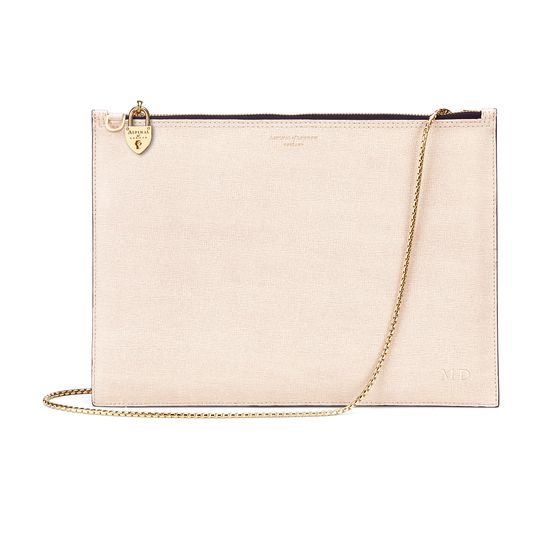 Soho Double Sided Clutch in Monochrome Saffiano & Smooth Black from Aspinal of London