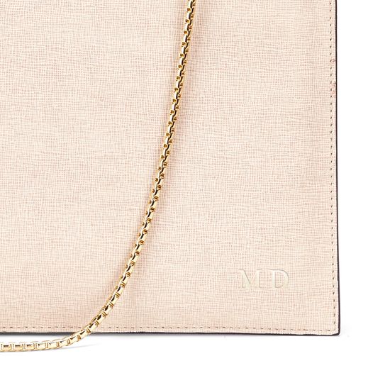 Soho Double Sided Clutch in Monochrome Saffiano & Smooth Black from Aspinal of London