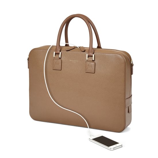 Small Mount Street Bag in Camel Saffiano from Aspinal of London