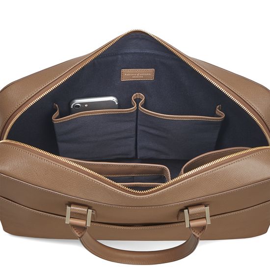 Small Mount Street Bag in Camel Saffiano from Aspinal of London