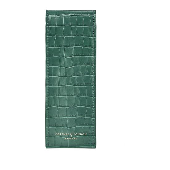 Small Pen Case in Deep Shine Sage Small Croc from Aspinal of London