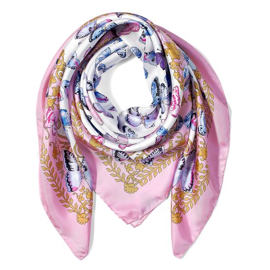 Aspinal x Caudwell Children (Butterflies Silk Scarf in Pink) from Aspinal of London