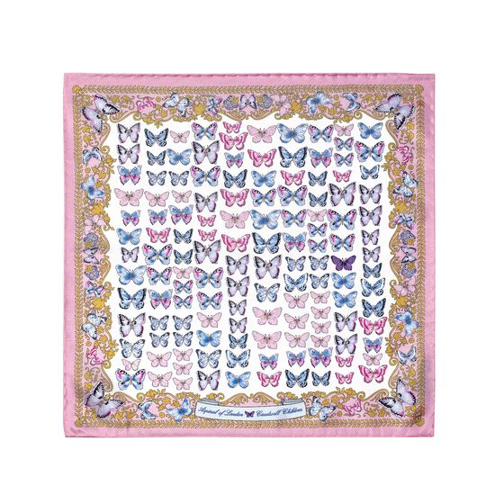 Aspinal x Caudwell Children (Butterflies Silk Pocket Square in Pink) from Aspinal of London