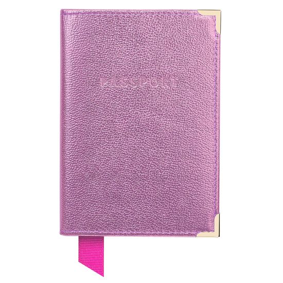 Passport Cover in Flamingo Pink Metallic from Aspinal of London