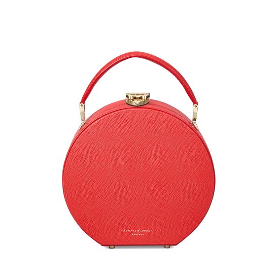 Mini Hat Box Bag in Dahlia Saffiano from Aspinal of London