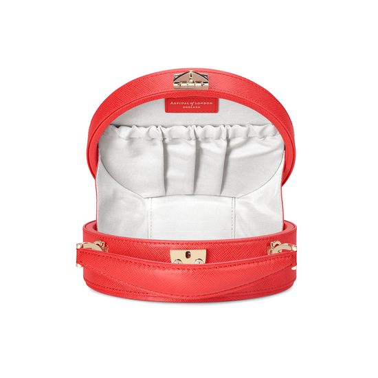 Mini Hat Box Bag in Dahlia Saffiano from Aspinal of London