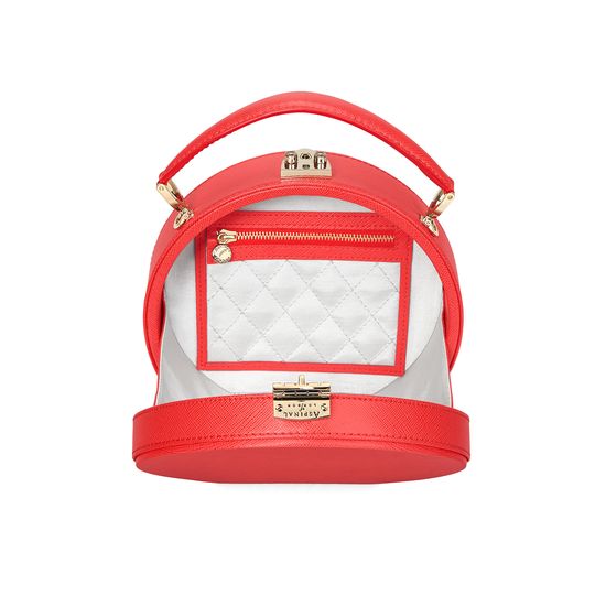 Mini Hat Box Bag in Dahlia Saffiano from Aspinal of London
