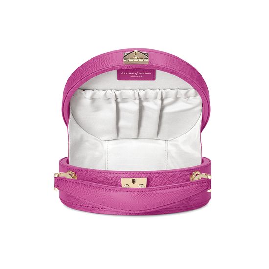 Mini Hat Box Bag in Orchid Saffiano from Aspinal of London