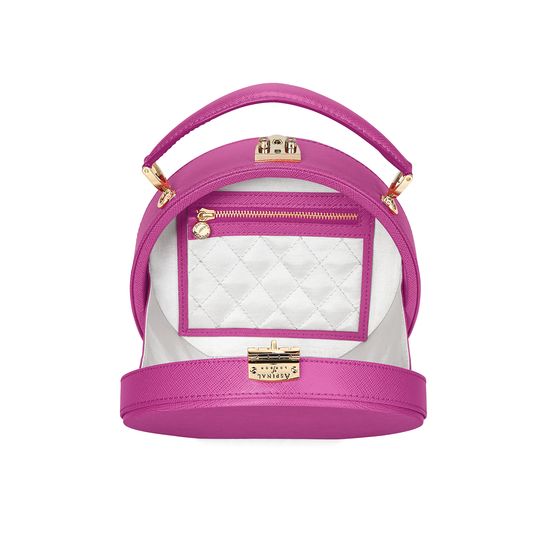 Mini Hat Box Bag in Orchid Saffiano from Aspinal of London