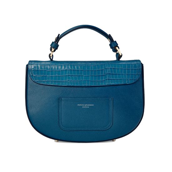 Letterbox Saddle Bag in Deep Shine Topaz Small Croc from Aspinal of London