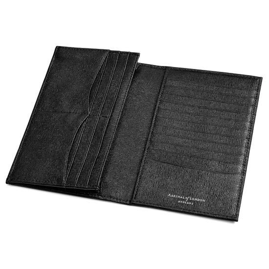 Large Breast Pocket Wallet in Black Saffiano from Aspinal of London