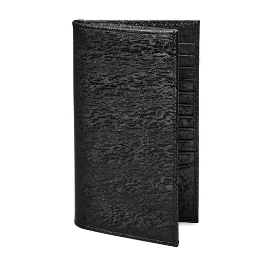 Large Breast Pocket Wallet in Black Saffiano from Aspinal of London