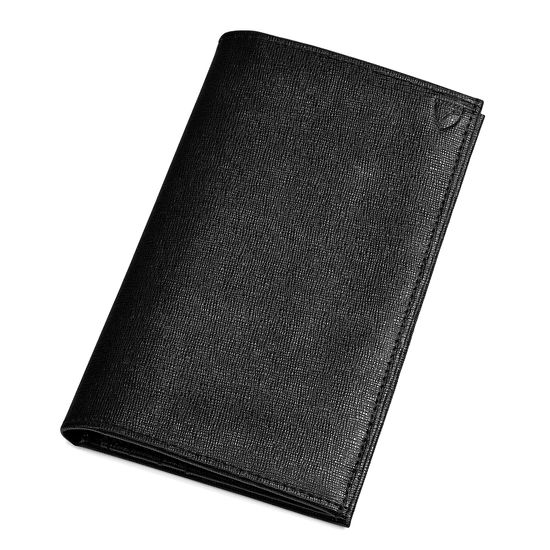 Large Breast Pocket Wallet in Black Saffiano from Aspinal of London