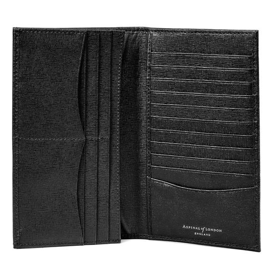 Large Breast Pocket Wallet in Black Saffiano from Aspinal of London