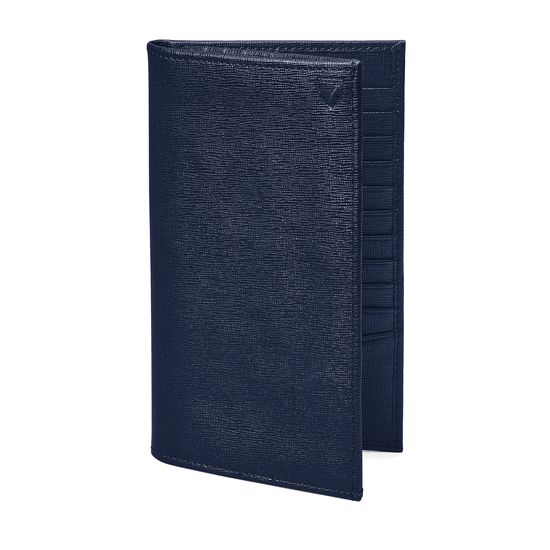 Large Breast Pocket Wallet in Navy Saffiano from Aspinal of London