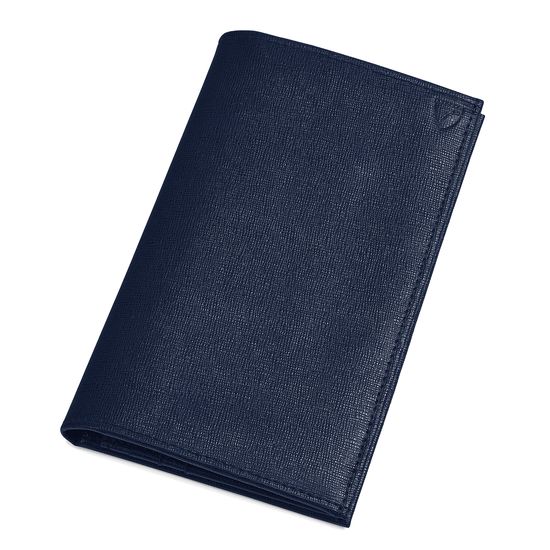 Large Breast Pocket Wallet in Navy Saffiano from Aspinal of London