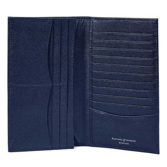 Large Breast Pocket Wallet in Navy Saffiano from Aspinal of London