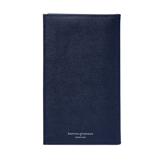 Large Breast Pocket Wallet in Navy Saffiano from Aspinal of London
