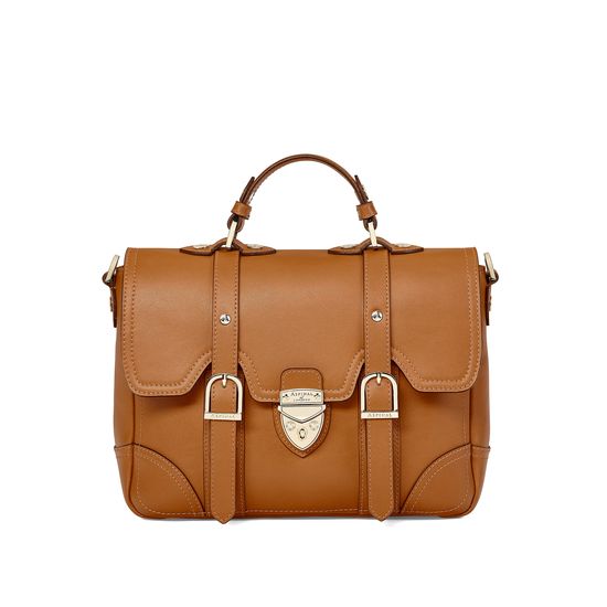 Small Country Mollie Satchel in Smooth Tan from Aspinal of London