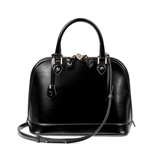 Hepburn Bag in Black Polish from Aspinal of London
