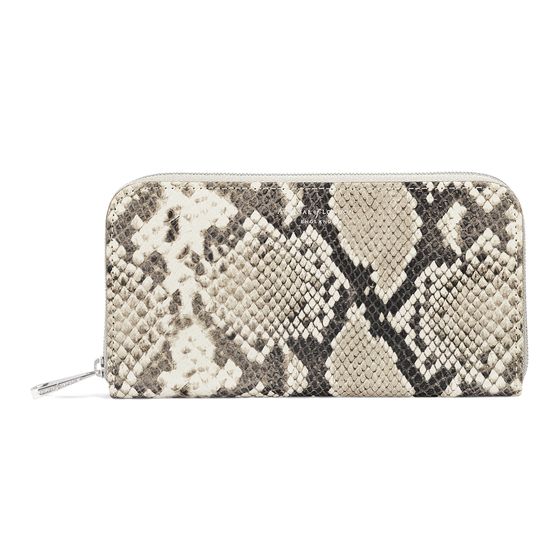 Continental Clutch Zip Wallet in Embossed Natural Python from Aspinal of London