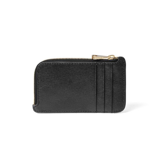 Small Zipped Coin Purse in Black Saffiano from Aspinal of London