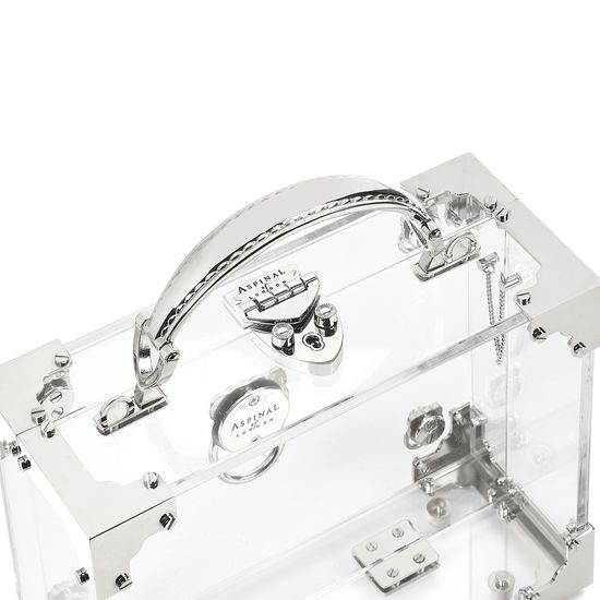 Lion Mini Trunk Clutch in Transparent Acrylic with Silver Hardware from Aspinal of London