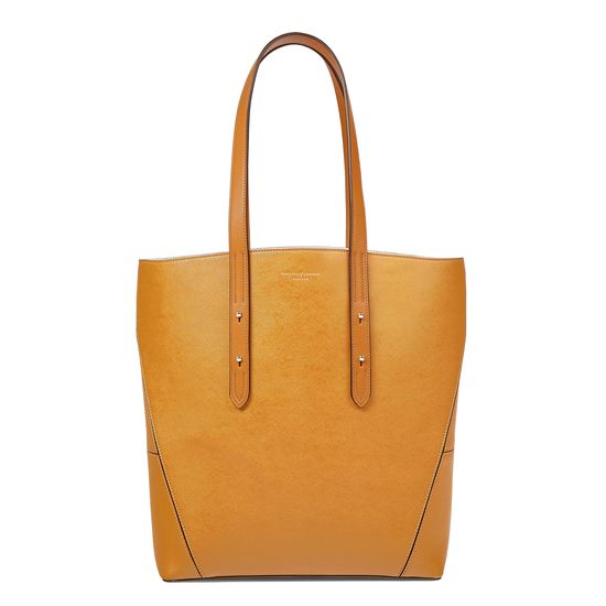 Essential Tote in Mustard Saffiano (with A-Stitched Side Panels) from Aspinal of London