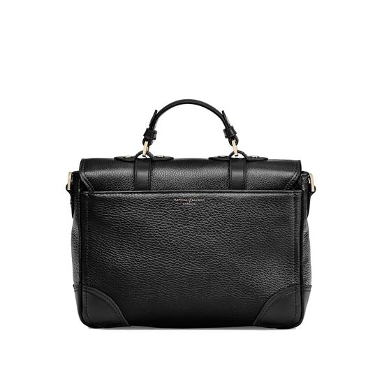 Small City Mollie Satchel in Black Pebble from Aspinal of London