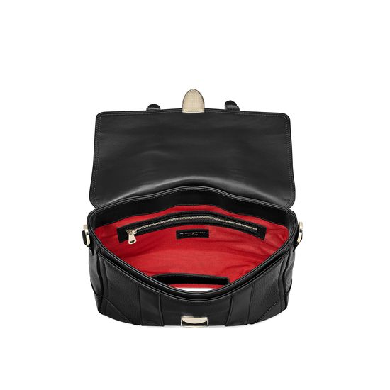 Small City Mollie Satchel in Black Pebble from Aspinal of London