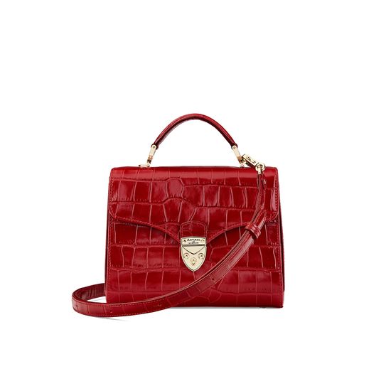 Midi Mayfair in Deep Shine Red Croc from Aspinal of London