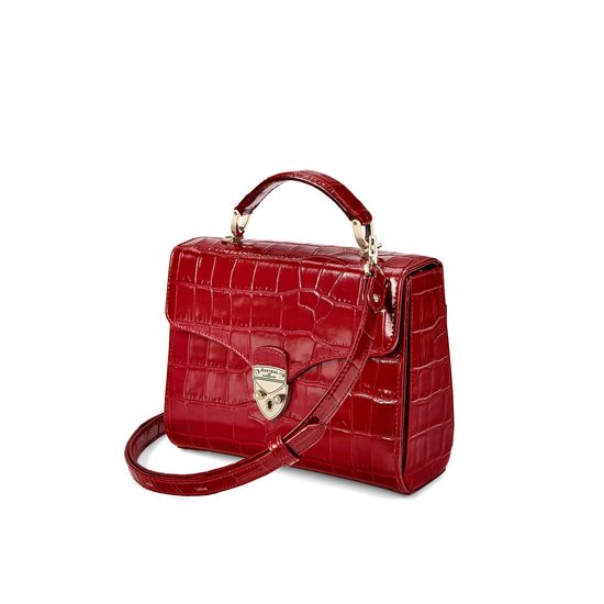 Midi Mayfair in Deep Shine Red Croc from Aspinal of London