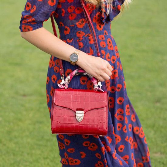 Midi Mayfair in Deep Shine Red Croc from Aspinal of London
