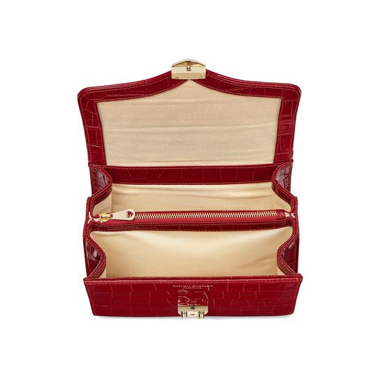 Midi Mayfair in Deep Shine Red Croc from Aspinal of London